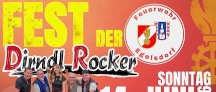 Poster for the Sommer Fest event by Diindi Rocker. Date: Sunday, June 14, 2020. Word service at 10:00. Free entry. Riesenrutsche for children.