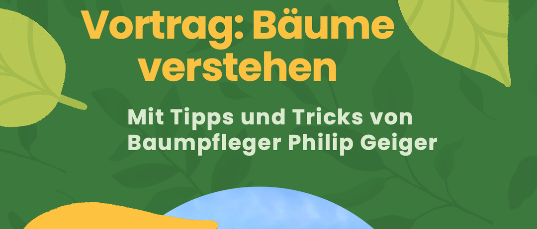 Das Bild bewirbt eine Baumpflegeveranstaltung am 31. Januar 2026 von 13:30 bis 16 Uhr in der Alten Stickerei, Monfortstr. 4, 6972 Fußbach. Kosten: 10 Euro pro Person.