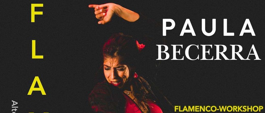 Flamenco-Workshop für Tanzbegeisterte. Keine Vorkenntnisse nötig. Perfekt für Anfänger. 27. und 28. Juni, von 10 bis 12 Uhr. Energieausgleich: 30€ pro Person.