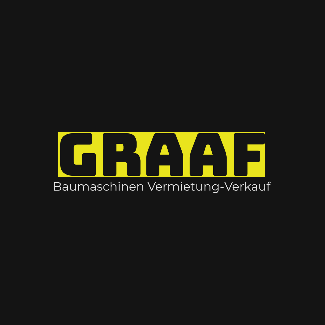 Black background with white and yellow text reading 'GRAAF' and 'Baumaschinen Vermietung-Verkauf'.'