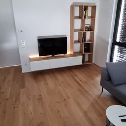 Interior Design, Floor, Wood, Hardwood, Flooring, Stained Wood, Living Room, Screen, Monitor, TV