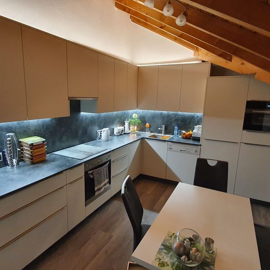 Plywood, Wood, Indoors, Interior Design, Kitchen, Floor, Flooring, Table, Dining Table, Chair