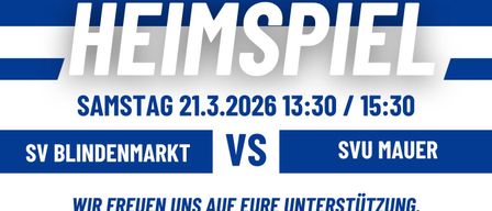 Heimspiel am 21.3.2026 um 13:30 Uhr. Heimspiel am 21.3.2026 um 13:30 Uhr. ENMARKT gegen SVU. Freuen Sie sich auf Ihre Unterstützung.