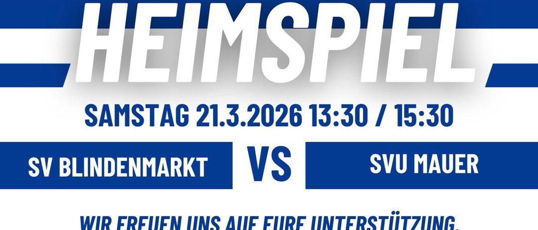 Heimspiel am 21.3.2026 um 13:30 Uhr. Heimspiel am 21.3.2026 um 13:30 Uhr. ENMARKT gegen SVU. Freuen Sie sich auf Ihre Unterstützung.