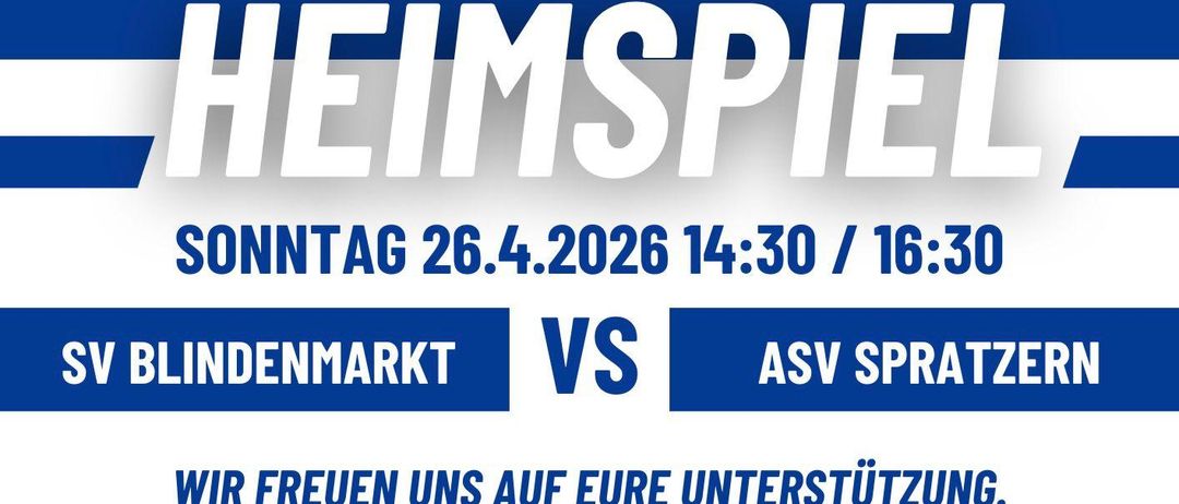 Heimspiel am 26.4.2026 um 14:30 gegen ASV Sp. Freuen Sie sich auf Ihre Unterstützung.
