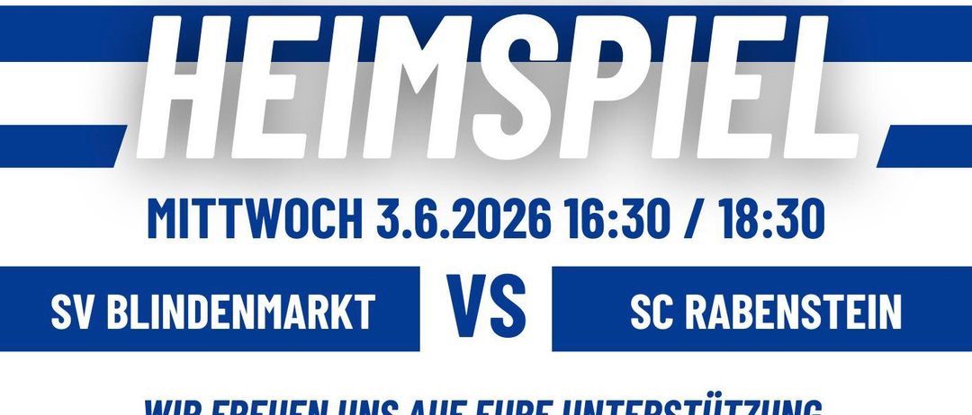 Heimspiel am 3. Juni 2026 um 16:30 / 18 Uhr. Nenmarkt gegen SC RAB. Unterstützt uns bei eurer Hilfe.