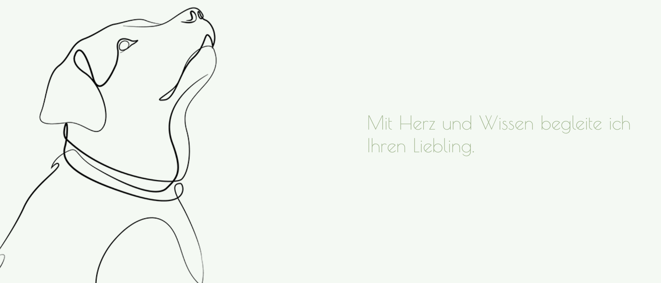 Auf einem weißen Hintergrund steht ein Zitat in schwarzer Schrift: 'Mit Herz und Wissen Ihr Liebling.' Das Zitat ist zentriert und in einem eleganten Stil geschrieben.
