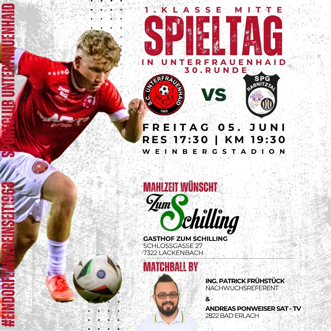 Poster for soccer matchday, featuring a player in red, with match details, date, and location. An advertisement for a gas station is also included.