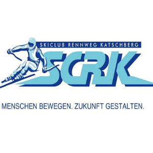 Logo für Skiclub Rennweg Katschberg zeigt einen Skifahrer in Bewegung mit dem Text SCRK, gefolgt vom Slogan 'Menschen bewegen. Zukunft gestalten.'