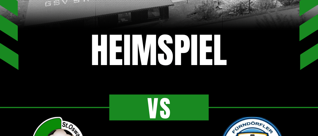 Ein Schwarz-Weiß-Bild eines Fußballfeldes mit einem Banner darüber. Das Banner steht 'Samstag, 05. September 2026, 19:00 Uhr'. Das Feld ist leer mit einem Gebäude im Hintergrund. Zwei Teamlogos sind unten links und rechts mit den Worten 'Heimspiel' in der Mitte angezeigt.