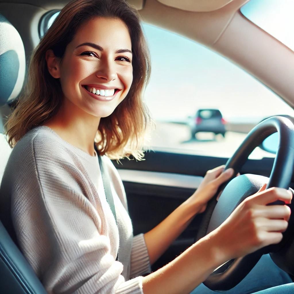 Bild enthält, Adult, Female, Person, Woman, Face, Head, Driving, Transportation, Vehicle, Smile