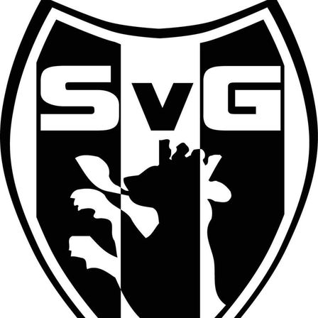 Ein schwarzes und weißes SVG-Logo zeigt die Buchstaben S und G deutlich. Darunter befindet sich ein stilisiertes Bild einer Hand mit einem Vogel darauf, alles innerhalb einer Schildform.