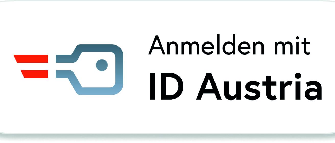 Das Bild zeigt ein Logo für 'Anmelde ID Au' mit einem blauen Quadrat und einem Punkt in der Mitte auf weißem Hintergrund.