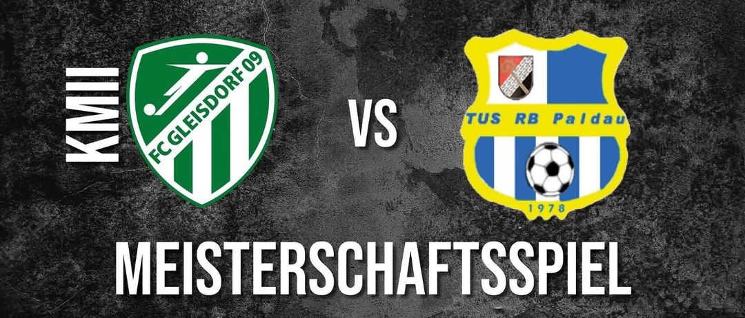 Plakat für ein Fußballspiel zwischen FC Gleisdorf 09 und TUS RB Paldau. Datum: Mittwoch, 9. April 2025, Zeit: 19:00 Uhr.