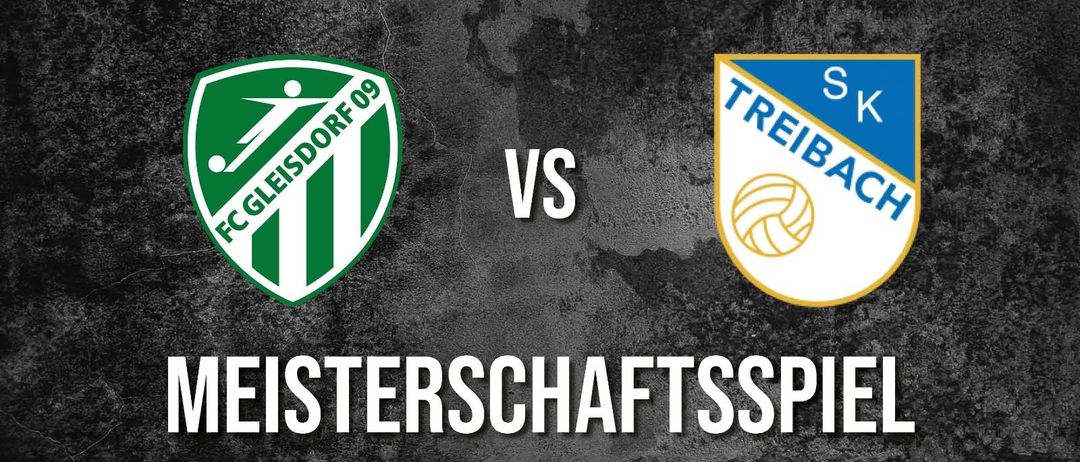 Ein Plakat zeigt ein Fußballspiel zwischen FC Gleisdorf 09 und SK Treibach. Das Spiel ist für den 24. Oktober 2025 um 19:00 Uhr angesetzt. Die Hashtags #BleibimVerein, #FCG und #DieseLarstadter sind enthalten.