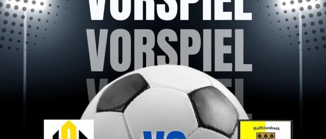 Ein Fußballspiel-Poster mit den Teams KGT Bomber's und Nestelbach im Hintergrund.