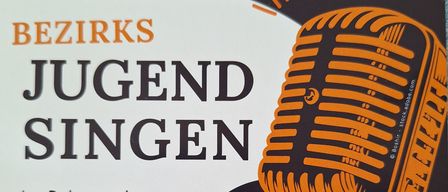 Poster for Bezirks Jugend Singen, a music event on June 15, 2026, featuring a microphone and music notes. The event is part of the Eggenburger Music Night.