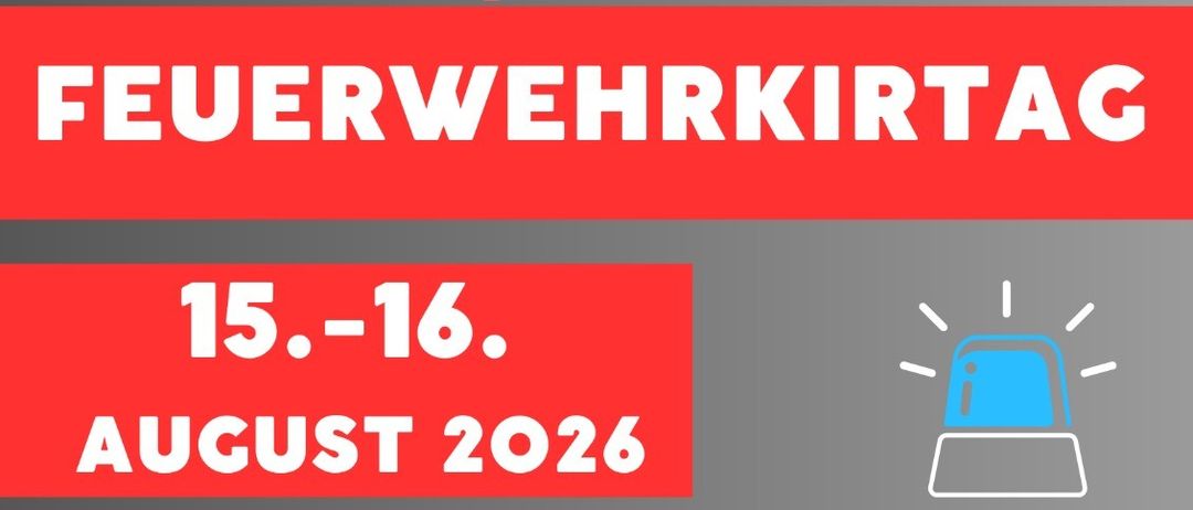 Plakat für den Feuerwehrtag am 15.-16. August 2026. Samstag bietet ein Kinderprogramm um 16 Uhr, Radio NÖ um 16 Uhr und die Kraut & Ruam Band um 20 Uhr. Sonntag beginnt mit einem Fest um 10 Uhr, gefolgt von einem Frühstück mit MV Prottes.