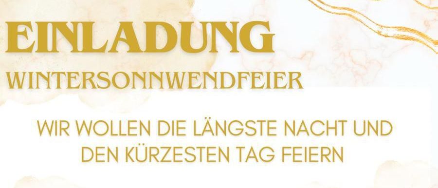 Plakat für die Winter Sonnenwende Feier mit einer Silhouette einer Frau mit Bogen und Pfeil, betitelt Atalanta, mit einem Veranstaltungsdatum vom 20. Dezember 2025, Beginn um 16 Uhr.