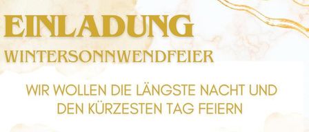 Plakat für die Winter Sonnenwende Feier mit einer Silhouette einer Frau mit Bogen und Pfeil, betitelt Atalanta, mit einem Veranstaltungsdatum vom 20. Dezember 2025, Beginn um 16 Uhr.