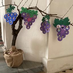 Bild enthält, Art, Handicraft, Potted Plant, Person, Symbol, Number, Text, Rug, Face, Head