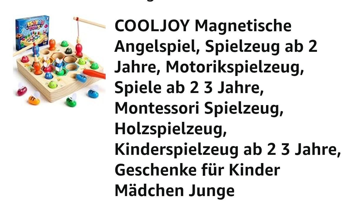 Bild eines Holzspielzeugs mit verschiedenen farbigen Teilen, gekennzeichnet als COOLJOY Magnetisches Engelspiel, geeignet für 2-3 Jahre, Montessori Spielzeug, Holzspielzeug, Kindergeschenk für Mädchen und Jungen.