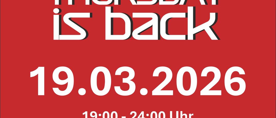 Plakat für Harlekin mit dem Text 'Donnerstag ist zurück', Datum '19.03.2026', Zeit '19:00 - 24:00 Uhr', Ort '2130 Mistelbach, Bahnstraße 5', Kontakt '02572/2712' und Logos für Campari, Murauer und Hurter. DJs Stemiel und Steve Manera werden erwähnt.