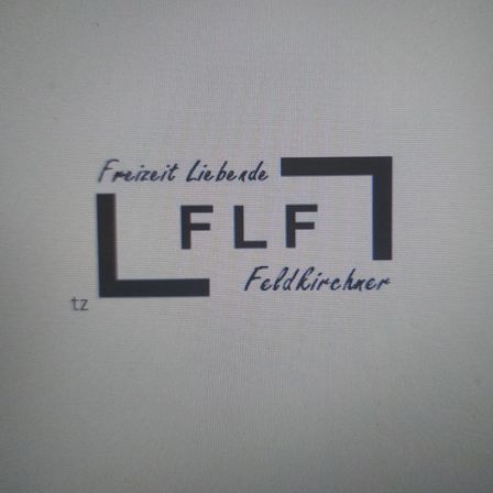 Ein weißer Computerbildschirm zeigt ein Logo mit den Buchstaben LLF in Schwarz und dem Text 'Freizeit Liebende' in Blau darüber. Das Logo ist in der Mitte des Bildschirms positioniert.