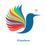 HappyVerse-Logo. iTransform-Logo mit einem blauen Vogel, der einen regenbogenfarbenen Flügel mit einem R-Symbol aufweist.