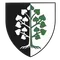 Ein heraldischer Schild mit schwarzem und weißem Hintergrund ist in zwei Abschnitte unterteilt. Der linke Abschnitt zeigt einen weißen Baum mit Blättern. Der rechte Abschnitt zeigt einen grünen Baum mit Blättern.