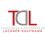 TDL Tapezierer & Dekorateur  Lackner-Kaufmann-Logo. Das rote und graue Logo 'TAL' mit dem Namen 'Lackners-Kaufmann' darunter auf schwarzem Hintergrund.