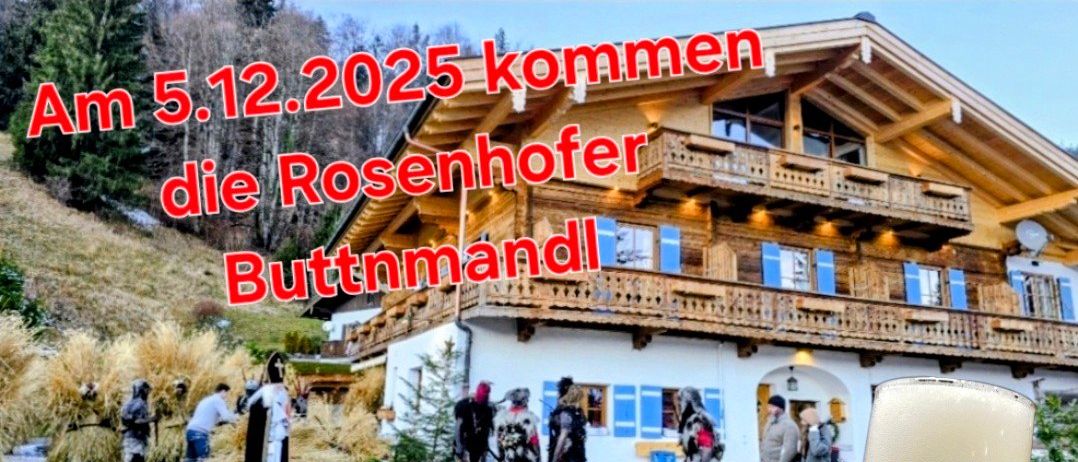 Werbeposter für einen Straßenverkauf von Glühwein, Bier und Brotzeit am 5.12.2025 mit einem Chalet, Gästen und einem Glas Bier.