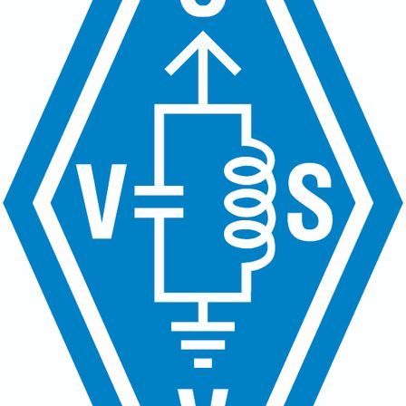 Blaues sechseckiges Symbol mit einem 'V' links und 'S' rechts, verbunden durch eine Spule. '0' über der Spule.