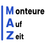 Monteure auf Zeit Personalbereitstellung GmbH-Logo. Ein weißer Hintergrund mit einer blauen vertikalen Linie auf der linken Seite und dem Text 'M A Z' in Schwarz und Blau auf der rechten Seite. Die Buchstaben 'M' und 'A' sind blau und der Buchstabe 'Z' ist schwarz. Der Text 'Montuere auf Zeit' ist ebenfalls in Schwarz vorhanden.