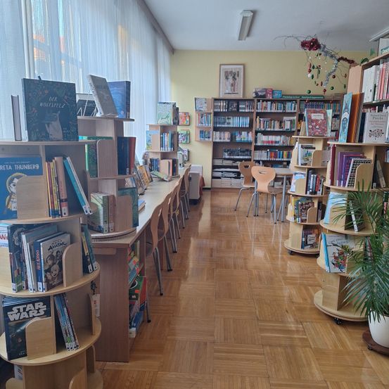 Bild enthält, Floor, Flooring, Wood, Hardwood, Interior Design, Book, Library, Building, Furniture, Bookcase