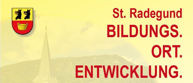 Plakat für einen Mitgestaltungsworkshop am 6. November 2025 um 18:30 im Cursaal St. Radegund. Die Veranstaltung beinhaltet eine Präsentation von Machbarkeitsstudie zur Standortfindung der Volksschule St. Radegund, mit Thomas Heil von dreiplus Architekten ZT GmbH. Es folgt ein Frage- und Diskussionsteil.