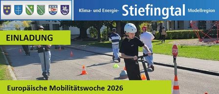 Ein Flyer für einen kostenlosen E-Scooter-Sicherheitskurs in Allerheiligen bei Wildon, Österreich, am 16. September 2026 von 17:00 bis 19:00 Uhr. Teilnehmer fahren mit E-Scootern um Verkehrskegel herum.