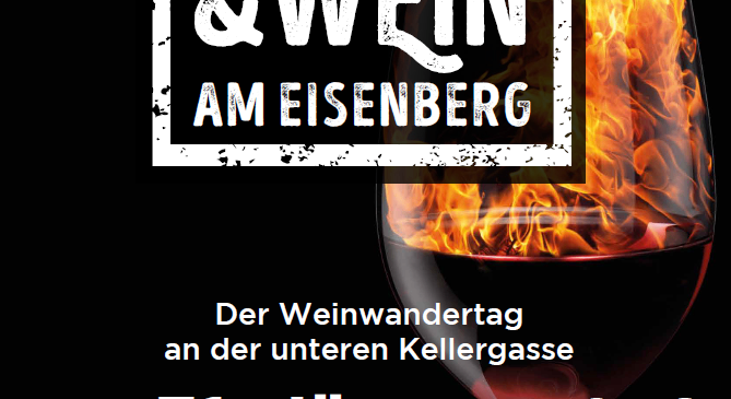 Plakat für den Weinwandertag an der unteren Kellergasse am Samstag, 31. Jänner 2026, von 13:00 bis 19:00 Uhr. Acht Winzer öffnen ihre Kellertüren zur Verkostung und zum Genuss.