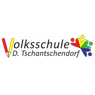 Das Logo der Volksschule D. Tschantsschendorf mit einem Stift und bunten Figuren.