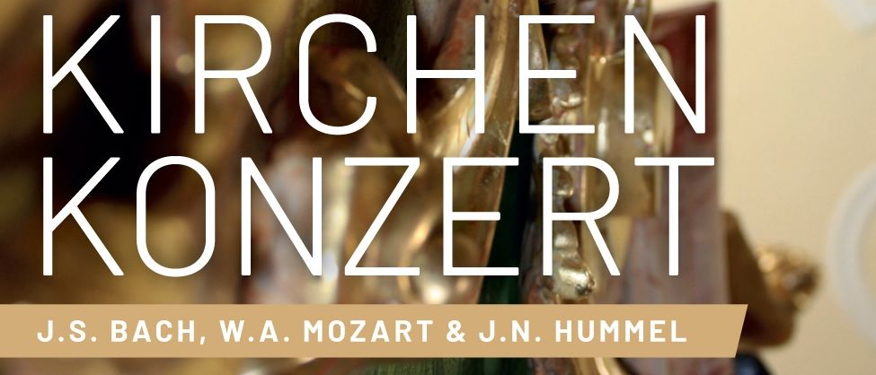 Ein Plakat für ein Kirchenkonzert mit Bach, Mozart und Hummel am 20. September 2025. Es enthält den Text 'Eintrittskarte' in der unteren rechten Ecke.