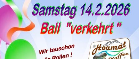 A poster for a role-swapping event features balloons, a mask, and a cocktail illustration. It reads 'Wir tauschen die Rollen!' and starts at 19:00. There's a coffee shop logo and a slogan 'I love Schlager'.