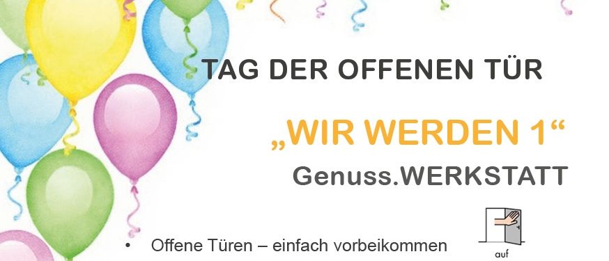 Tag der offenen Tür bei Genuß.WERKSTATT. Kreative Arbeit beobachten, Brötchen und Kuchen probieren, Austausch und Begegnung. Mittwoch, 8. April 2026, 8:00 bis 16:00 Uhr.