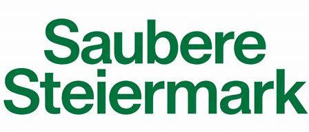 A green sign with white letters reads Saubere Steiermark 18.04 on a white background.