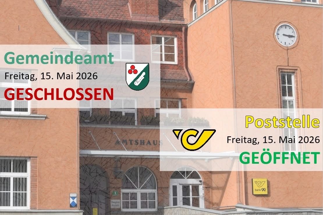 Ein Poster für eine Veranstaltung im Indeaamt am 26. Mai 2026 zeigt ein Gebäude mit einem roten Logo, großen Fenstern und einem Schild mit der Aufschrift "Post Freitag, 15 Geo".