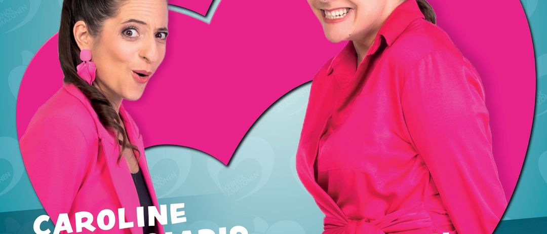 Plakat mit zwei Frauen in rosa Mänteln, die lächeln. Oben auf dem Plakat steht 'Kernolamar Liebe & Kernol'. Die linke Frau unten ist 'Caroline Athanasiadis' und die rechte Frau ist 'Gudrun Nikodem-Eichenhardt'. Unten steht das Datum '15.11.2025'.