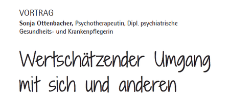 Plakat für einen Vortrag von Sonja Ottenbacher über Psychohygiene. Datum ist 16. April 2026 um 18.00 Uhr. Ort: Pfarrzentrum Bischofshofen. Veranstalter: Katholisces Bildungswerk.