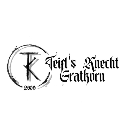Ein Logo für 'Twirl's Knecht Gratkorn' mit einem stilisierten 'T' und dem Jahr 2009. Das Design ist in schwarzer Tinte auf weißem Hintergrund.