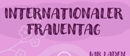 A pink poster for Women's Day with a flower design. It includes the text 'Women's Day, 07.03.2026', 'SPÖ Nickelsdorf', and 'Pensionists' Association Burgenland'. The poster invites to a Prosecco and sparkling wine event.