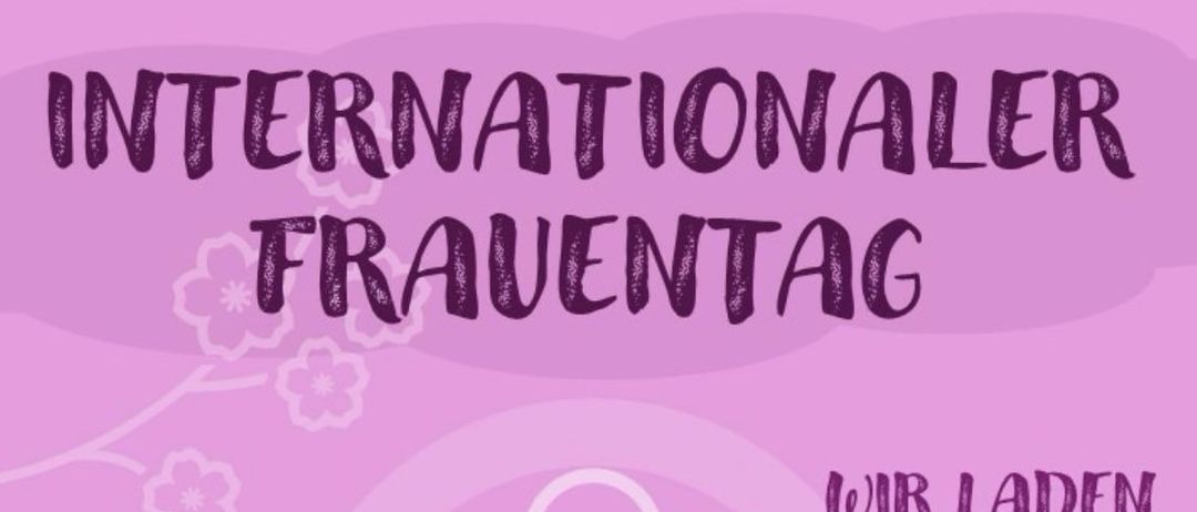 A pink poster for Women's Day with a flower design. It includes the text 'Women's Day, 07.03.2026', 'SPÖ Nickelsdorf', and 'Pensionists' Association Burgenland'. The poster invites to a Prosecco and sparkling wine event.