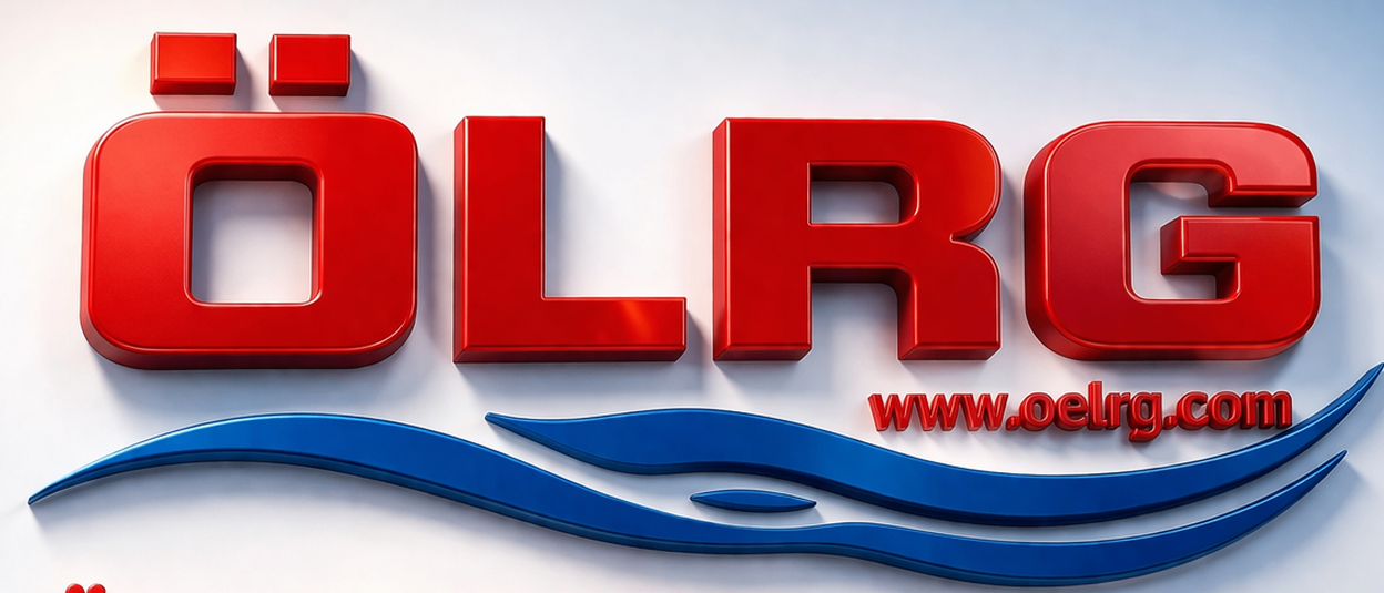 Rotes und blaues Logo für OELRG mit Wellendesign darunter. Die Websiteadresse ist www.oelrg.com.